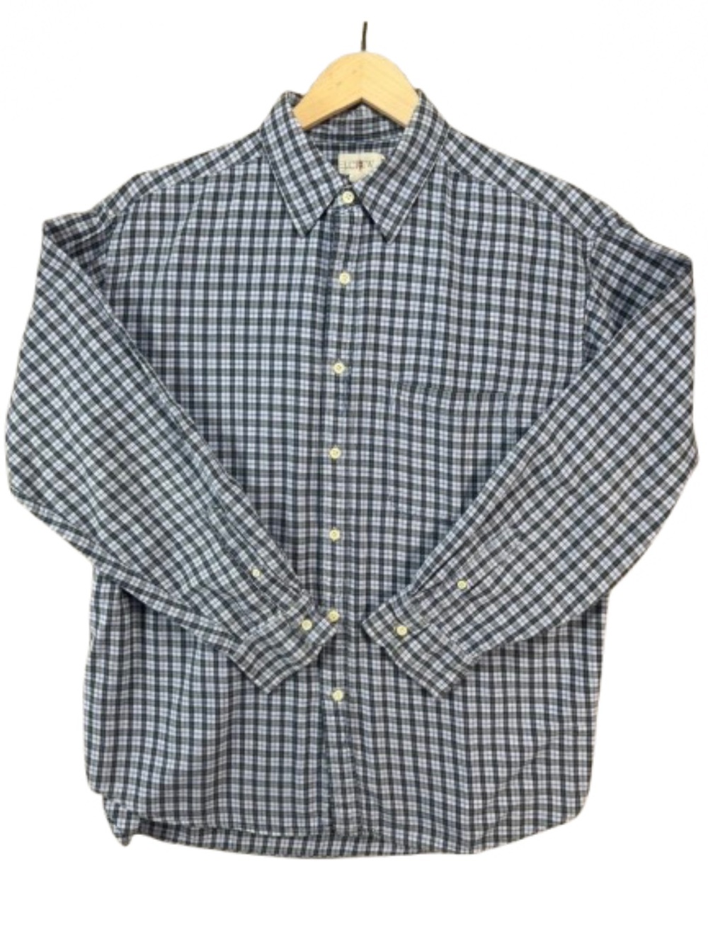 Vintage J Crew Oarsman Shirt Mens Large Blue Plaid‎ Flannel Shirt